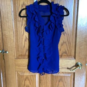 Really pretty blue top with ruffles.